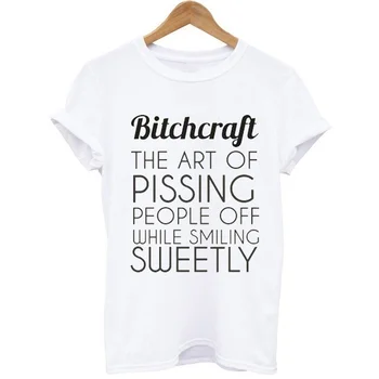 B*tchcraft Vēstuli Izdrukāt Sieviešu Modes Hipster Naidu, Tumblr Iela Īsām Piedurknēm Top Tee saukli feministe iela gotikas stila krekls