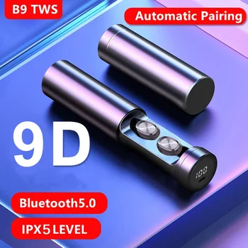 B9 TWS Bluetooth Austiņas 5.0 Bezvadu 9D HIFI Sporta Austiņas Earbuds, Spēļu, Mūzikas Austiņas, kas aprīkotas ar LED Displeju Samsung Xiaomi