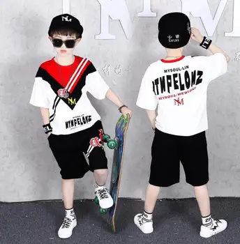 Baby Boy Apģērbs Komplekti Krekls + Šorti 2020. Gada Vasaras Bērnu Apģērbu Zēniem Modes Sporta Apģērbs Atbilstu Hiphop 5 6 8 10 12 gadiem