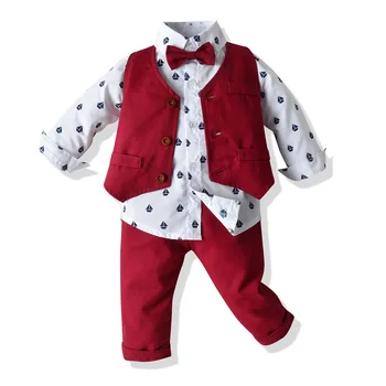 Baby Boy Apģērbs Kopumu, Kleita, Uzvalks Džentlmenis, Balts Krekls ar tauriņu + Bikses Puse kāzu Skaists Mazulis Apģērbi Zēniem Apģērbi