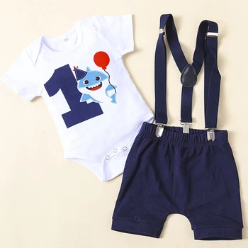 Baby Boy Apģērbs Vienu Gadu Dzimšanas dienu, Bērnu Kostīms Zēniem 1. Džentlmenis Tie Romper Siksnas Šorti Baby Toddler Apģērbu Komplekts Tērpiem