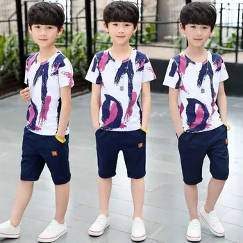 Baby Boy Vasaras Apģērbu Komplekts Toddler Bērnu Apģērbu Karikatūra Izdrukāt Īsām Piedurknēm T-krekls + Bikses Zēnu Uzvalks