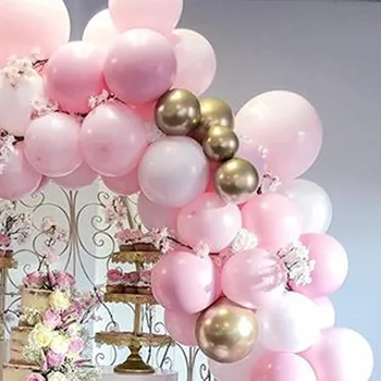 Baby Duša Meitene Rozā, Balts Metālisks Hroms, Zelts BalloonGarland Arku Komplekts Kāzu Izlaidumā, Dzimšanas dienas svinības Dekori