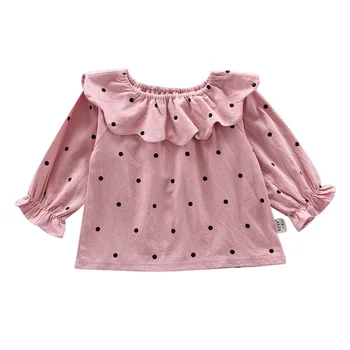 Baby Girl Apģērbu Komplekts Jaundzimušo Meitene Rudens Apģērbu Ar Garām Piedurknēm Dot Atloks Drukāt Mētelis +Siksna Bikses Gadījuma Komplekti