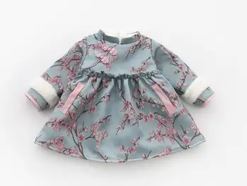 Baby Girl Kleitas, Pavasara Rudens Ziedu Garām Piedurknēm Samta Toddler Meitenes Kleitu Bērniem Princese Kleita