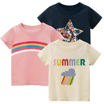 Baby Girl t-krekls Topi Baby Girl T-krekls Big Girls Tee Krekli Bērniem Meitene 3-8 Gadiem Vasaras Īsām Piedurknēm Kokvilnas t-veida