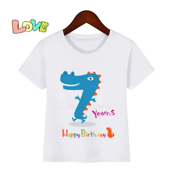 Baby Kids Happy Birthday Dinozauru Skaits 1-10 Druka T Kreklu Bērniem, Dzimšanas dienu Dino Skaits, T-krekli Boy&Girl Dāvanu Tshirt Klāt