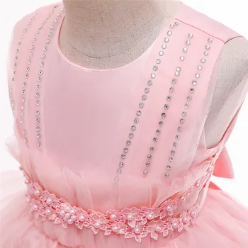 Baby Meitenes Kleita Ziedu Krelles, Izšuvumi Atvērt Ceremonija Apģērbu Nelegālo Mežģīnes Elsojošs Princese Meitenes Kāzu Kleitu Bērni Vestidos