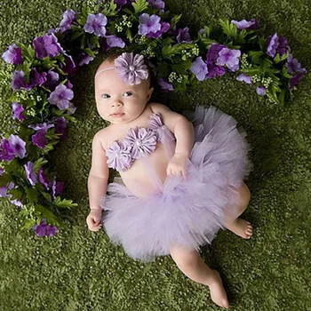 Baby Meitenes Tilla Tutu Svārki+Ziedi Fotogrāfija Aksesuārus Toddler Zīdaiņu Meitenēm Bumbu Kleita Svārki, Kostīms, Tutu Foto Aksesuāri