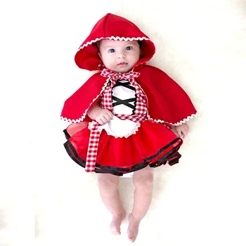 Baby Meitenes Tutu Kleita +Šalle Apmetni, Apģērbs Jaundzimušajiem Little Red Riding Hood Cosplay Foto Prop Kostīmu Meitene Puse Kleita Zīdaiņu Apģērbu
