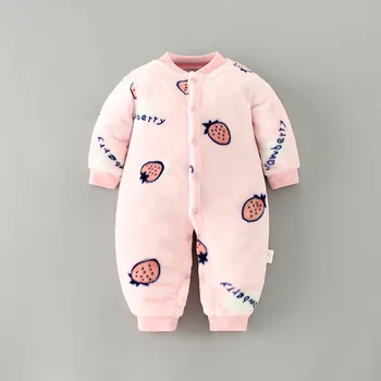 Baby Romper Ziemas Jaundzimušais zēns, meitene cute Drēbes Drukāt Silts Zīdaiņu baby Soft Fleece Jumpsuit bērnu Pidžamas, meiteņu drēbes