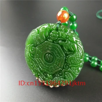 Bagua Dabas Rotaslietas Dragon Phoenix Jadeite Kulons Vīriešiem, Dāvanas Cirsts Šarmu Kaklarota Jade Amuletu Modes Ķīniešu Sievietes Zaļa