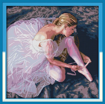 Balerīna girl skaistumu, deja, glezniecība, skaitot druka uz audekla 14CT 11CT nepabeigtu DMC Cross Stitch komplekts Rokdarbi Komplekts Izšūšanai