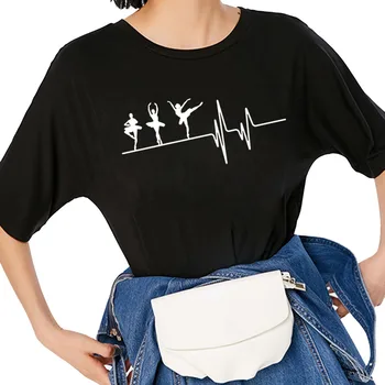 Baleta Dejotājs Sirdsdarbība Harajuku T Krekls Smieklīgi T-krekls Sievietēm, Apģērbu Gadījuma Īsām Piedurknēm Topi Plus Lieluma Tees