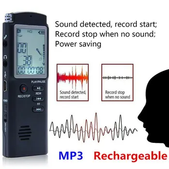 Balss Aktivizēta Mini Digital Skaņas Audio Ieraksti Diktofons, MP3 Atskaņotājs Lieli Ekrāna