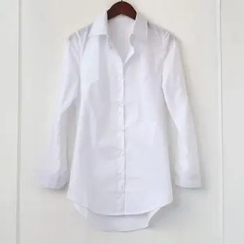 Balta, seksīga sleepwear sieviešu 2017. gadā-pavasarī un rudenī bf naktskrekls ilgtermiņa piedurknēm krekls vidējs-ilgu kokvilnas krekls