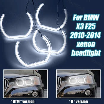 Balts DTM U Formas Gaismas DRL LED Angel Eyes Komplektu Halo Gredzenu uz BMW X3 F25 2010. -. Gadam Ksenona Lukturu Kristāla Eņģelis Acis