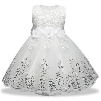 Balts Jaundzimušais Meitene Kleita Drēbes Bērniem Kristību Kleitas Meitenēm 1. Bērnu Dzimšanas dienu Meitene Puse Princese Kleita vestidos