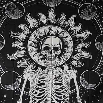 Baltā Melnā Saule, Mēness Mandala Gobelēns Sienas Karājas Debess Sienas Gobelēns Hipiju Sienas Paklāji Kopmītnes Dekoru Psychedelic Gobelēns