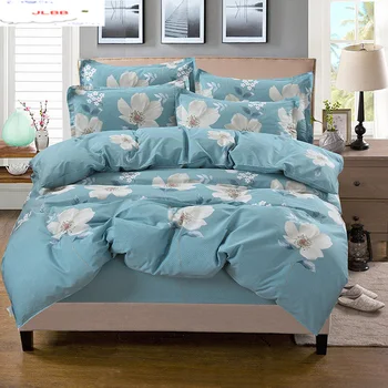 Baltā un zilā ziedu gultasveļas komplekti gultas veļas komplekts kokvilna dvīņu pilna queen, king size sega sedz kopums, kas aprīkoti lapu luksusa gultasveļa
