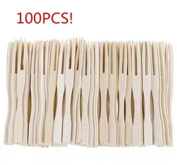 Bambusa augļu dakšiņu, 100 gab. / iepak x 200 iepakojums;koka laivu 5000 gab.
