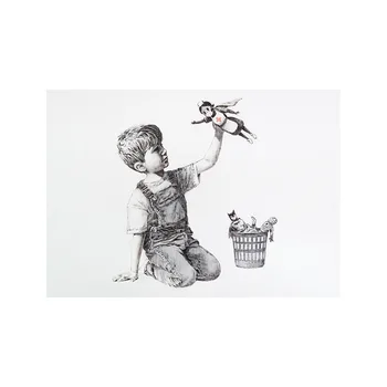 Banksy Cambiador Audekla Plakāta Mazais Zēns Spēlēt Krāsošana Sienas, Mākslas Izdrukas Moduļu Attēlu Home Decoration Dzīvojamā Istaba Bez Rāmja