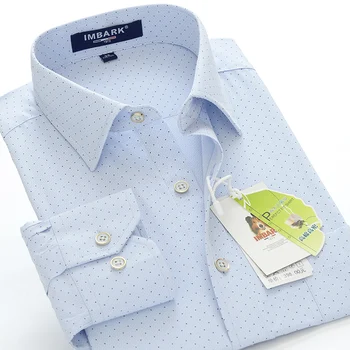BAO SHAN Polka punktiņi iespiesti vīriešu liela izmēra uzņēmējdarbības gadījuma brīvs krekls 