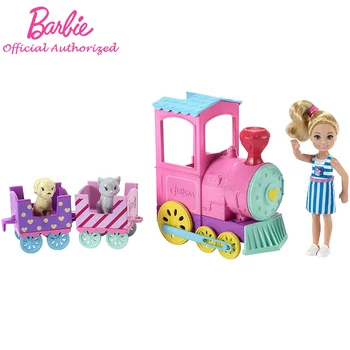 Barbie Jaunākās Lelle, Rotaļlietas, Ģimenes Chelsea Choo-Choo Vilcienu Ar Lelli Papildierīces, kas Krāsains Meitene Bērniem Rotaļlietas Playset FRL86 Dzimšanas dienas