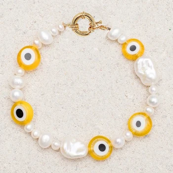 Baroka dabas pērle īsa kaklarota modes apelsīnu acu pērlītēm unikālo sievišķīgs šarms rotaslietas Valentīna Diena dāvanu Roku darbs sānslīdi kaklasaite