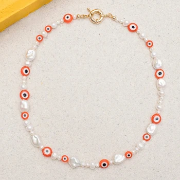 Baroka dabas pērle īsa kaklarota modes apelsīnu acu pērlītēm unikālo sievišķīgs šarms rotaslietas Valentīna Diena dāvanu Roku darbs sānslīdi kaklasaite