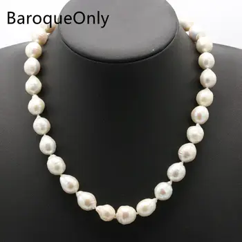 BaroqueOnly Super Flash Sprādzes Baroka Pērle sānslīdi kaklasaite Kaklarota Pearl Garums 13-16mm,pērļu Platums 10mm Nekustamā Dabīgo Saldūdens Pērli