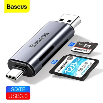 Baseus 2 in 1 Karšu Lasītājs, USB 3.0 &USB C Tips SD Micro SD TF Karšu Lasītājs OTG Adapteri Smart Atmiņas Microsd Cardreader iPad