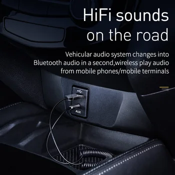 Baseus Aux Bluetooth Dongle Adapteri Kabeli Automašīnas 3,5 mm Ligzda Aux Bluetooth 5.0 4.2 4.0 Uztvērēja Skaļruņu Audio Mūzikas Raidītājs