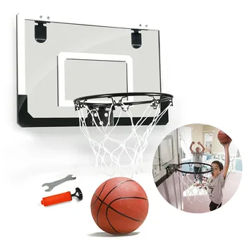 Basketbola Stīpas Komplekts Mini Office Sporta Rotaļlietas Sienas Karājas Caurspīdīga Iekštelpu Ar Bumbu Bērniem Shatterproof Backboard Tērauda Loka