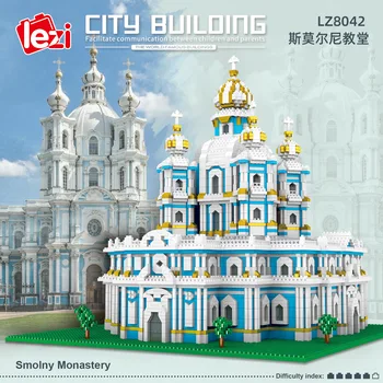 Bass, ka 8042 Smolney Baznīcas Arhitektūras 3D Modelis DIY Dimanta Mini Mazām Daļiņām, Celtniecības Bloki, Montāžas Rotaļlietas Bērniem Dāvanu