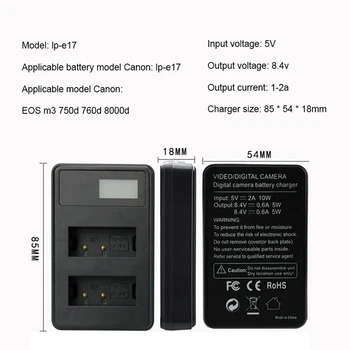 Baterijas LCD Sienas Lādētājs Canon LP-E17 LC-E17 & Canon EOS M6 Kamera