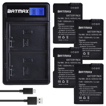 Batmax EN-EL14 LV-EL14a Akumulators+LCD Dual USB Lādētājs Nikon,D5600,D5500,D5300,D5200,D5100,D3200,D3300,P7800,P7700,P7100,P7000