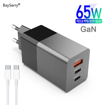 BaySerry 65W GaN Lādētāju Ātri PD Maksas 4.0 3.0 C Tipa USB Fast Charger Portatīvo Macbook Pro datorā iPhone 12 Xiaomi Klēpjdators