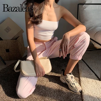 Bazaleas 2019 Basic Adīti sieviešu kultūraugu top Modes Slim Sieviešu Tank Top Vintage Sieviešu Camis Sexy top sievietes Gadījuma