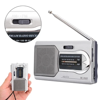 BC-R22 Portatīvie Mini Radio Sudrabaini World Augstas Veiktspējas Uztvērēju Teleskopisko Antenu Slim Kabatas AM/FM Radio