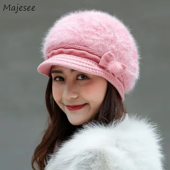 Beanies Sieviešu Ziemas Elegants, Silts, Mīksts, Ērts Aprīkots Dāmas Kawaii Rozā Sweet Visu maču korejiešu Stilā Dienas Cēloņu Modes