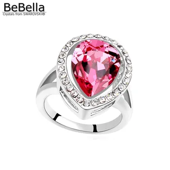 BeBella romantiska asaras kristāla pirksta gredzenu, lai puse, kas ar Austrijas Kristāliem no Swarovski 7 krāsas Ziemassvētku dāvanu