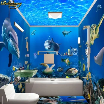 Beibehang 3D Tapetes Jūras Dzīves Zivju Delfīnu Fotogrāfijas Fona Mūsdienu Eiropā Art Sienas, lai Dzīvojamā Istaba Liela Glezna