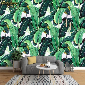 Beibehang Banānu lapu Sienas Tapetes Eiropas Tropu Rainforest Apgleznošana Sienu apdares viesistaba, Guļamistaba, Foto Tapetes