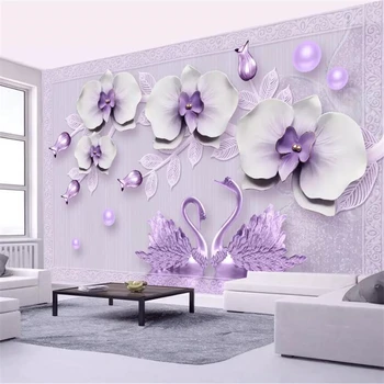 Beibehang Custom tapetes, 3d stereo murals luksusa Phalaenopsis gulbis romantiska rotaslietas TV fona tapešu papel de parede