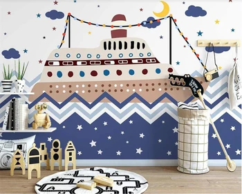 Beibehang papier peint Pielāgot jauno Ziemeļu puses-krāsotas jūras laivas bērnu istabas interjera fona tapetes