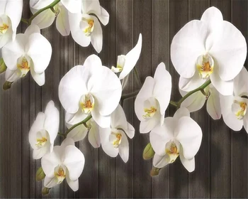 Beibehang Pielāgota lielu sienas tapetes 3d orhideju ziedi koksnes graudu moderna fashion TV fona sienas tapetes mājas dekoru