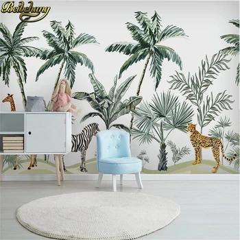 Beibehang Pielāgotas 3D tapetes dzīvojamā istabā Feuilles tropicales abstraites minimalistes sienu tapetes, sienu dokumentus mājas dekoru