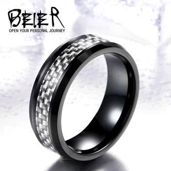Beier Reāla Volframa melnā krāsā 8mm ASV karstā pārdošanas Elektriskā melna balta šķiedras cilvēks sieviešu laulības gredzens W004