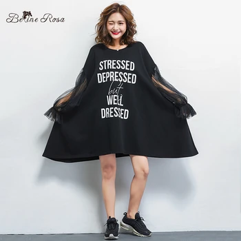 BelineRosa 2019 Modes Īsas Kleitas Dāmas Sieviešu Sexy Black Mesh Laternu Piedurknēm Melnā Eiropas Stila Mini Kleita TYW00943